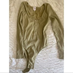 Princess Polly Olive Ribbed Bodysuit